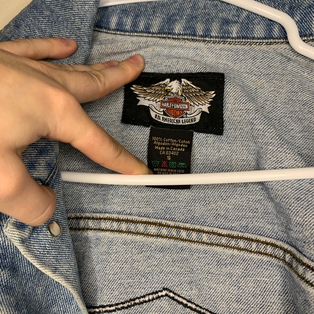 Harley Davidson Patch Jean Jacket Oversized - image 7